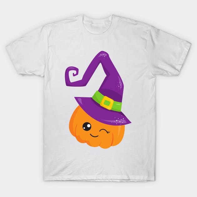 Halloween, Pumpkin, Witch Hat, Trick Or Treat T-Shirt by Jelena Dunčević